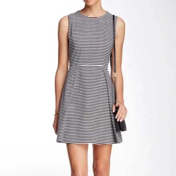black and white fit and flare dress Knit Fit & Flare Dress main image 1
